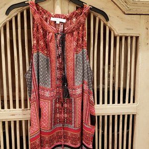 Rose and Olive Sleeveless Bohemian Blouse